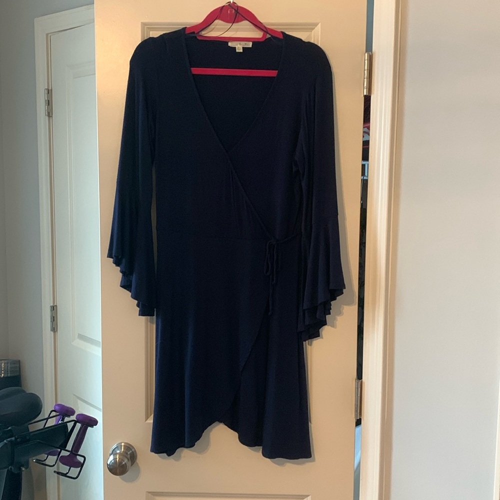 Navy Long Sleeve Wrap Dress